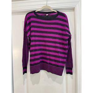 Autumn Cashmere Women's Striped Pullover Sweater Size L Multicolor